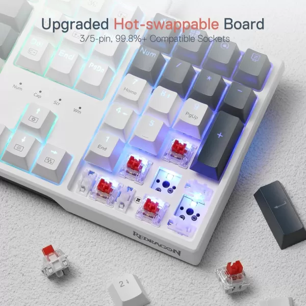 Redragon K668 RGB Gaming Keyboard 104 Keys  Extra 4 Hotkeys Wired Mechanical Keyboard wSound Absorbing Foams Upgraded Hotswappable Socket Mixed Color Keycaps Red Switch