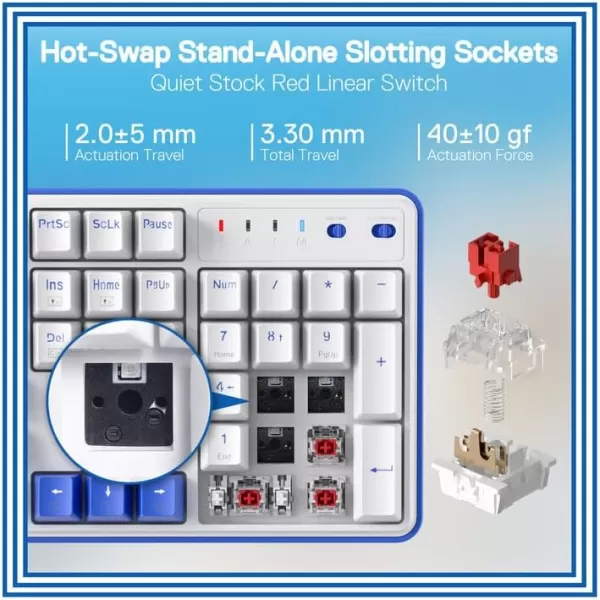 Redragon K685 PRO 104 Keys Wireless Gasket RGB Gaming Keyboard 3Modes 100 Layout Mechanical Keyboard wHotSwap Socket Sound Absorbing Pads ampamp Linear Red Switch Klein Blue ampamp Oia WhiteOia White Wireless