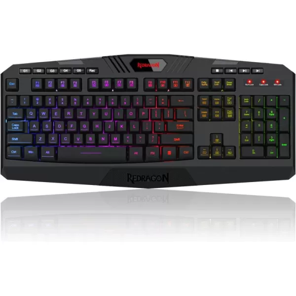 Redragon K503 Wireless Gaming Keyboard RGB LED Backlit Multimedia Keys Silent Membrane Keyboard with Wrist Rest for Windows PC Games Black