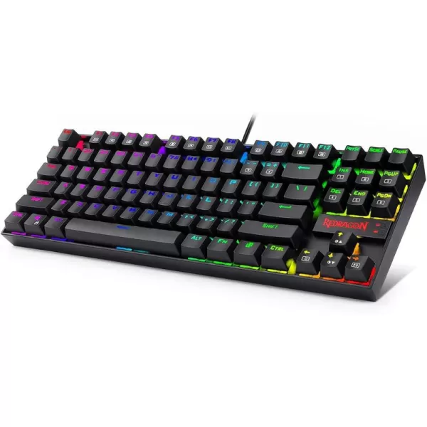 Redragon K552 Mechanical Gaming Keyboard RGB LED Backlit Wired with AntiDust Proof Switches for Windows PC Black 87 Keys Red Switches