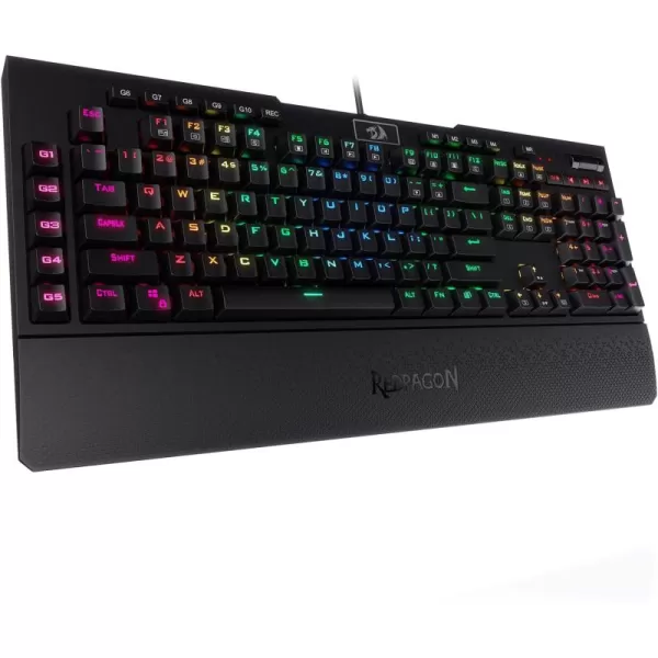 Redragon K586PRO Brahma RGB Mechanical Gaming Keyboard with Fast Optical Blue Switches 10 Dedicated Macro Keys Convenient Media Control and Detachable Wrist Rest