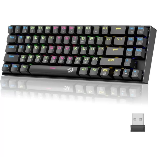 Redragon K599 60 Mechanical Keyboard 70 Keys RGB WiredWireless Mechanical Keyboard Hot Swap AntiGhosting Gaming Keyboard for PCPS5XboxMacOS Linear Red SwitchBlackK599