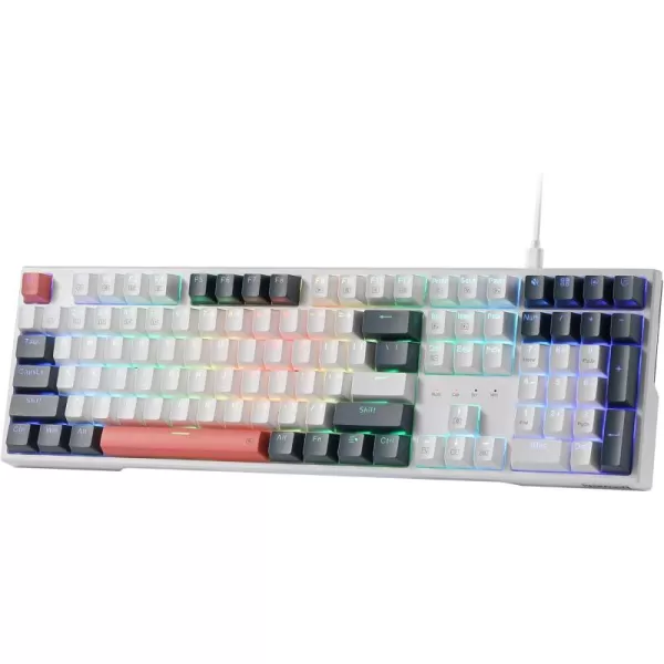 Redragon K668 RGB Gaming Keyboard 104 Keys  Extra 4 Hotkeys Wired Mechanical Keyboard wSound Absorbing Foams Upgraded Hotswappable Socket Mixed Color Keycaps Red Switch
