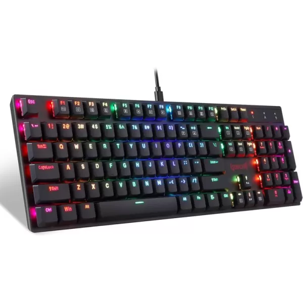 Redragon Mechanical Gaming Keyboard RGB LED Backlit Low Profile Wired Macro 96 Keys Red Switches for Windows Gaming PC Black