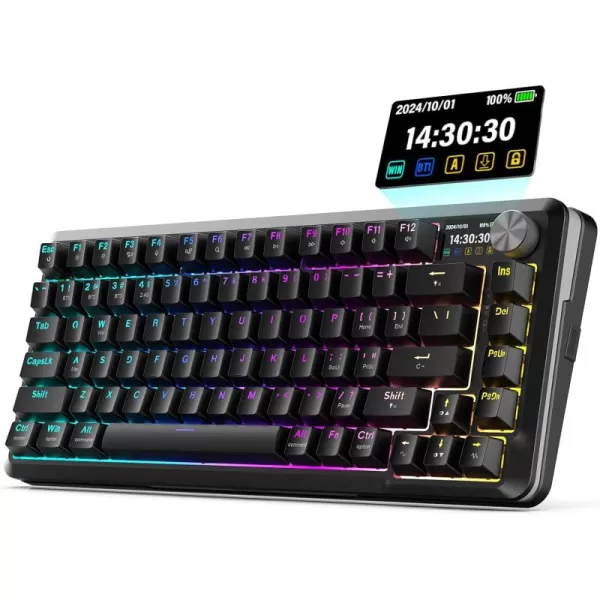 Redragon Mechanical Keyboard with Screen ampamp Knob TriModes Gaming Keyboard BT24GUSBC Macro Programmable Mechanical Gaming Keyboard RGB Backlit PreLubed Leopard L Switch 4000mAh Longer StandbyBlack