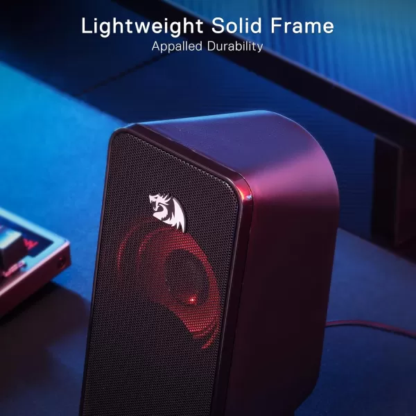 Redragon GS500 Stentor PC Gaming Speaker 20 Channel Stereo Desktop Computer Speaker with Red Backlight Quality Bass and Crystal Clear Sound USB Powered with a 35mm Connector