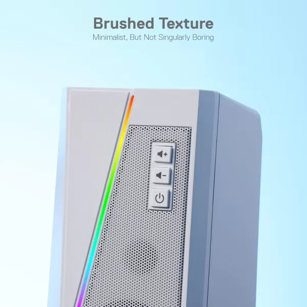 Redragon GS520 RGB Desktop Speakers 20 Channel PC Computer Stereo Speaker with 6 Colorful LED Modes Enhanced Sound and EasyAccess Volume Control USB Powered w 35mm Cable WhiteWhite