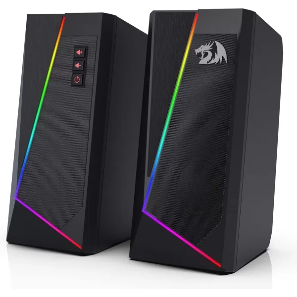 Redragon GS520 RGB Desktop Speakers 20 Channel PC Computer Stereo Speaker with 6 Colorful LED Modes Enhanced Sound and EasyAccess Volume Control USB Powered w 35mm Cable WhiteBlack