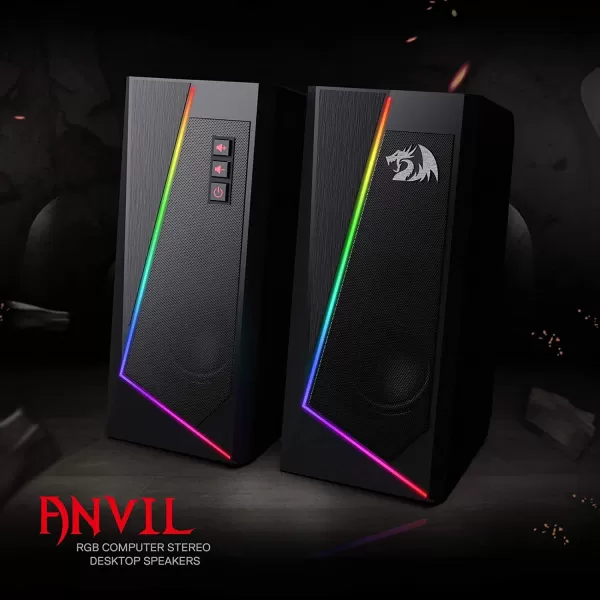 Redragon GS520 RGB Desktop Speakers 20 Channel PC Computer Stereo Speaker with 6 Colorful LED Modes Enhanced Sound and EasyAccess Volume Control USB Powered w 35mm Cable WhiteBlack