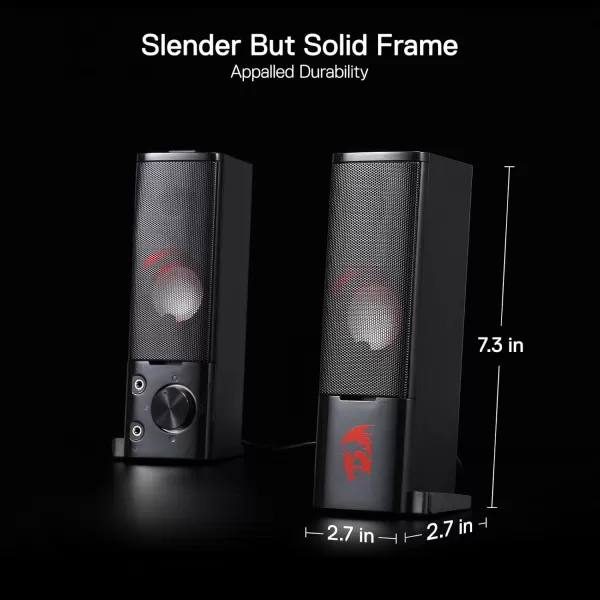 Redragon GS550 PC Gaming Speakers 20 Channel Desktop Computer Sound Bar with Compact Maneuverable Size Headphone Jack Quality Bass ampamp Decent Red Backlit USB Powered w 35mm Cable