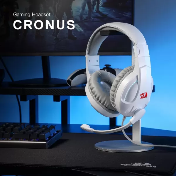 Redragon H211 Cronus Black Wired Gaming Headset Stereo Surround Sound NoiseCanceling Microphone Dynamic RGB Backlight 40 mm Drivers OverEar Headphones Works for PCPS5XBOXNSWhite