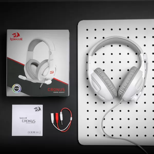 Redragon H211 Cronus Black Wired Gaming Headset Stereo Surround Sound NoiseCanceling Microphone Dynamic RGB Backlight 40 mm Drivers OverEar Headphones Works for PCPS5XBOXNSWhite