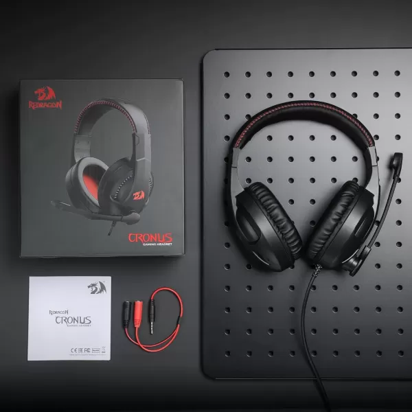 Redragon H211 Cronus Black Wired Gaming Headset Stereo Surround Sound NoiseCanceling Microphone Dynamic RGB Backlight 40 mm Drivers OverEar Headphones Works for PCPS5XBOXNSBlack