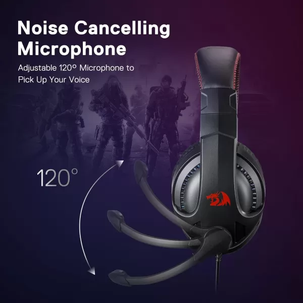 Redragon H211 Cronus Black Wired Gaming Headset Stereo Surround Sound NoiseCanceling Microphone Dynamic RGB Backlight 40 mm Drivers OverEar Headphones Works for PCPS5XBOXNSBlack