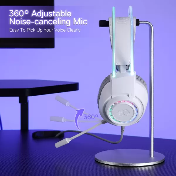 Redragon H231 Scream Wired Gaming Headset Stereo Surround Sound 40mm Drivers Leather Foam Ear Pads Noisecanceling Microphone Dynamic RGB Lighting Works with PCPS4PS5NSXboxone WhiteWhite
