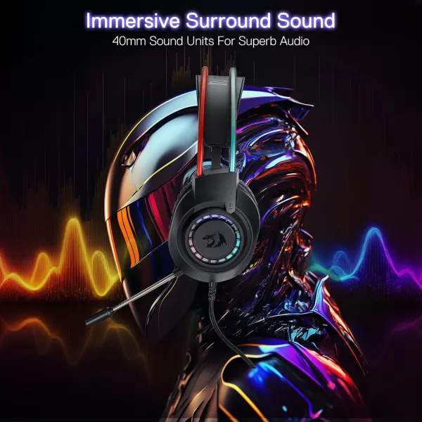 Redragon H231 Scream Wired Gaming Headset Stereo Surround Sound 40mm Drivers Leather Foam Ear Pads Noisecanceling Microphone Dynamic RGB Lighting Works with PCPS4PS5NSXboxone WhiteBlack