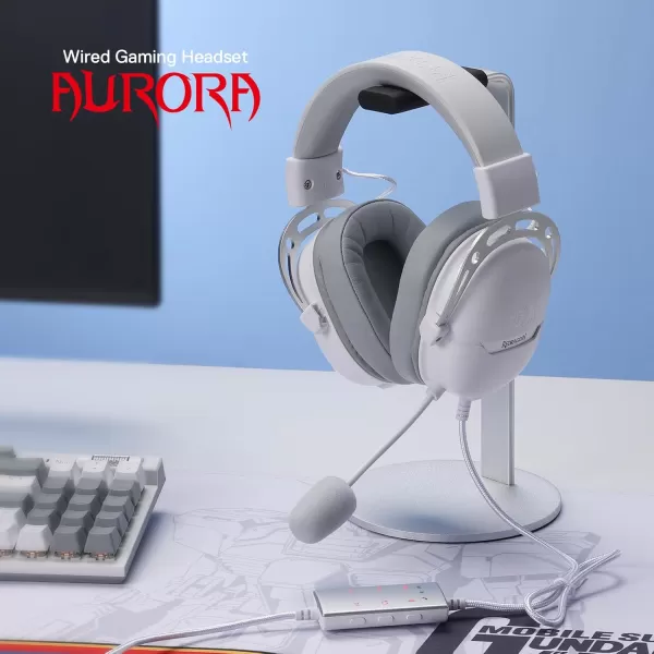 Redragon H376 Aurora Wired Gaming Headset 71 Surround Sound OverEar Headphone w40 MM Audio Drivers Advanced EQ Mode 240g Lightweight Cozy Memory Foam Pads USB Powered for PCPS4NS  PinkWhite