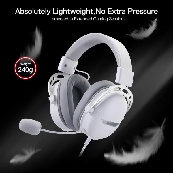 Redragon H376 Aurora Wired Gaming Headset 71 Surround Sound OverEar Headphone w40 MM Audio Drivers Advanced EQ Mode 240g Lightweight Cozy Memory Foam Pads USB Powered for PCPS4NS  PinkWhite