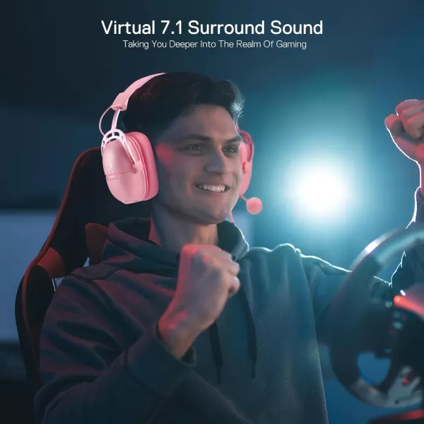 Redragon H376 Aurora Wired Gaming Headset 71 Surround Sound OverEar Headphone w40 MM Audio Drivers Advanced EQ Mode 240g Lightweight Cozy Memory Foam Pads USB Powered for PCPS4NS  PinkPink
