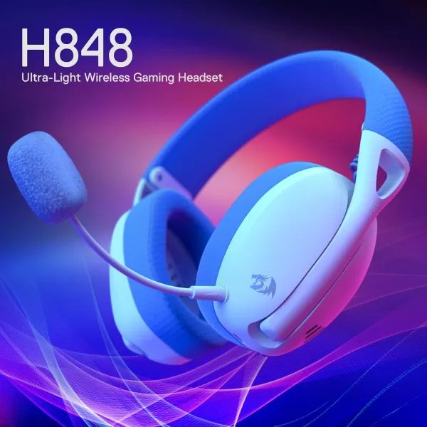 Redragon H848 BT Wireless Gaming Headset  Lightweight  71 Surround Sound  40MM Drivers  Detachable Microphone  Multi Platforms for PC PS543 Switch MobileBlue