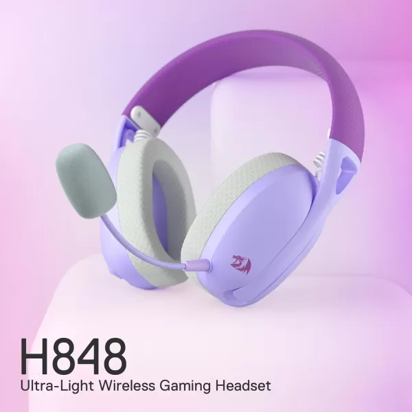 Redragon H848 BT Wireless Gaming Headset  Lightweight  71 Surround Sound  40MM Drivers  Detachable Microphone  Multi Platforms for PC PS543 Switch MobilePurple