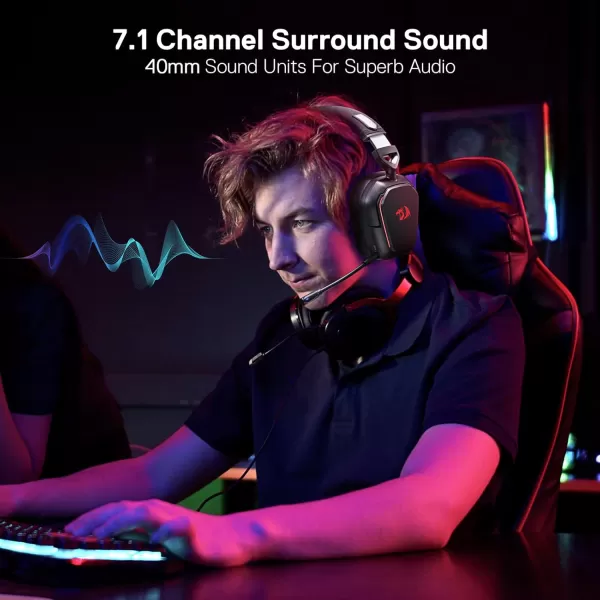 Redragon H868 3Mode Wireless RGB Gaming Headset 71 Surround Sound 40 mm Drivers Leather Foam Ear Pads Noisecanceling Microphone OverEar Headphones Works for Mobile PCPS5XBOXNS