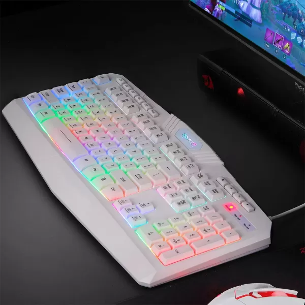 Redragon K503 PC Gaming Keyboard RGB LED Backlit with Macro Recording Wired Multimedia Keys Silent USB Keyboard with Wrist Rest for Windows PC Games White