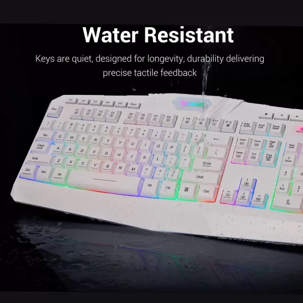 Redragon K503 PC Gaming Keyboard RGB LED Backlit with Macro Recording Wired Multimedia Keys Silent USB Keyboard with Wrist Rest for Windows PC Games White