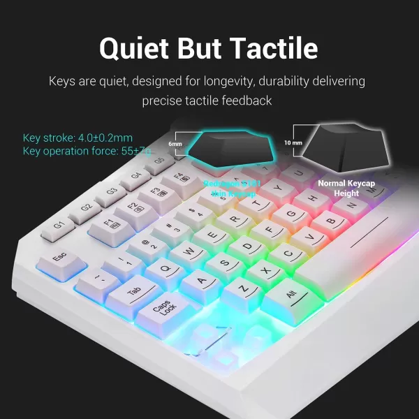 Redragon K503 PC Gaming Keyboard RGB LED Backlit with Macro Recording Wired Multimedia Keys Silent USB Keyboard with Wrist Rest for Windows PC Games White