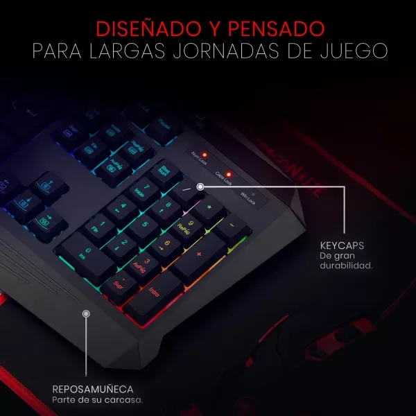 Redragon K503 PC Gaming Keyboard Wired Multimedia Keys Silent USB Keyboard with Wrist Rest for Windows PC Games RGB LED Backlit with Marco Recording