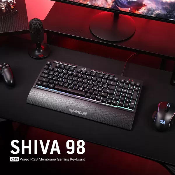 Redragon K515 Shiva RGB Membrane Gaming Keyboard 98 Keys MechanicalFeel Keyboard wSmooth Linear Switch OnBoard Macro ampamp Dedicated Multimedia Keys Detachable Wrist Rest Software SupportedK515
