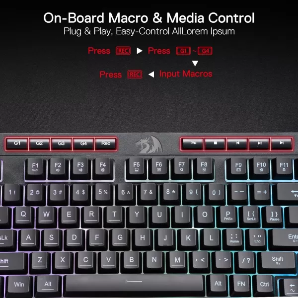 Redragon K515 Shiva RGB Membrane Gaming Keyboard 98 Keys MechanicalFeel Keyboard wSmooth Linear Switch OnBoard Macro ampamp Dedicated Multimedia Keys Detachable Wrist Rest Software SupportedK515