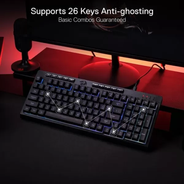 Redragon K515 Shiva RGB Membrane Gaming Keyboard 98 Keys MechanicalFeel Keyboard wSmooth Linear Switch OnBoard Macro ampamp Dedicated Multimedia Keys Detachable Wrist Rest Software SupportedK515