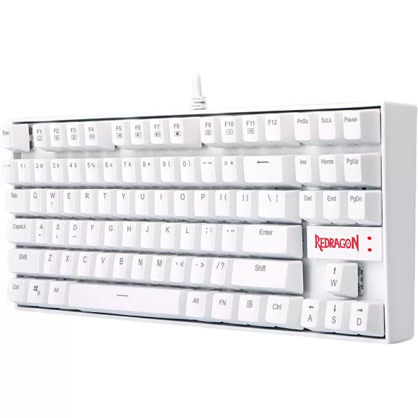 Redragon K552 Mechanical Gaming Keyboard 60 Compact 87 Key Kumara Wired Blue Switches for Windows PC Gamers Not Backlit White