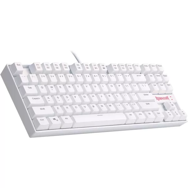 Redragon K552 Mechanical Gaming Keyboard 60 Compact 87 Key Kumara Wired Blue Switches for Windows PC Gamers Not Backlit White