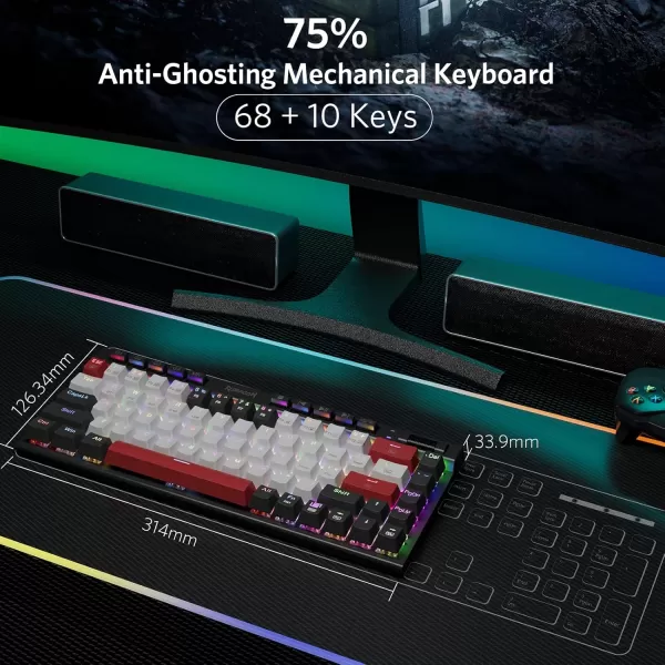 Redragon K635 Hot Swappable Mechanical Keyboard Customized RGB Backlit with Volume Control Bluetooth24GWirelessUSBC Compact Gaming Keyboard with Red Switches6810Keys