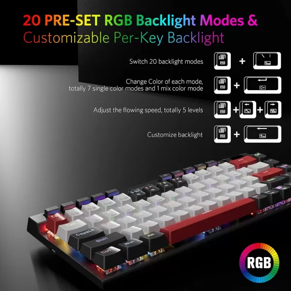 Redragon K635 Hot Swappable Mechanical Keyboard Customized RGB Backlit with Volume Control Bluetooth24GWirelessUSBC Compact Gaming Keyboard with Red Switches6810Keys