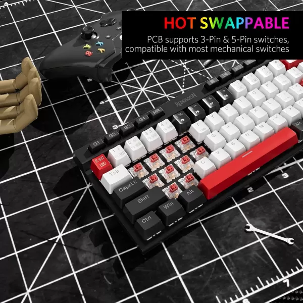Redragon K635 Hot Swappable Mechanical Keyboard Customized RGB Backlit with Volume Control Bluetooth24GWirelessUSBC Compact Gaming Keyboard with Red Switches6810Keys
