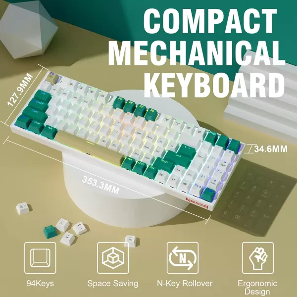 Redragon K643 90 Mechanical Gaming Keyboard RGB Backlight ampamp Macro Customizable with Number Pad 94 Keys HotSwappable USBC WiredBluetooth24GWireless Keyboard with Red Switches