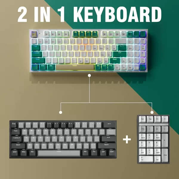 Redragon K643 90 Mechanical Gaming Keyboard RGB Backlight ampamp Macro Customizable with Number Pad 94 Keys HotSwappable USBC WiredBluetooth24GWireless Keyboard with Red Switches