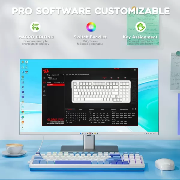 Redragon Mechanical Keyboard Wireless Gaming Keyboard Wireless 3Modes 94 Keys Mechanical Keyboard HotSwap Socket RGB Creamy Gaming Keyboard Gasket Structure for PCTabletLaptopXboxPS4PS5