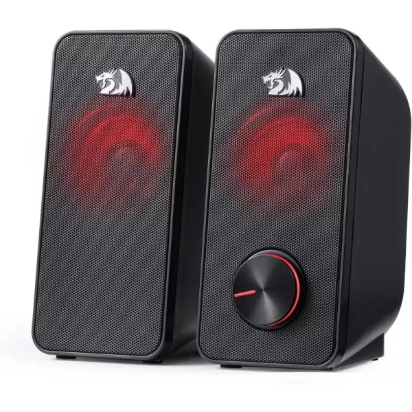 Redragon GS500 Stentor PC Gaming Speaker 20 Channel Stereo Desktop Computer Speaker with Red Backlight Quality Bass and Crystal Clear Sound USB Powered with a 35mm Connector