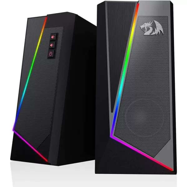 Redragon GS520 RGB Desktop Speakers 20 Channel PC Computer Stereo Speaker with 6 Colorful LED Modes Enhanced Sound and EasyAccess Volume Control USB Powered w 35mm Cable WhiteBlack