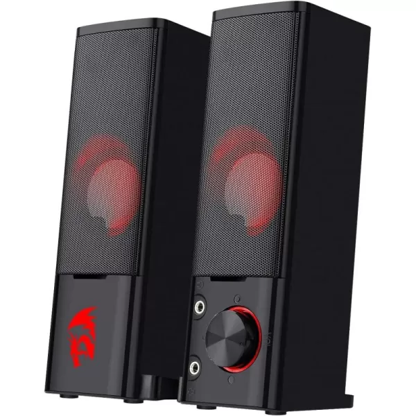 Redragon GS550 PC Gaming Speakers 20 Channel Desktop Computer Sound Bar with Compact Maneuverable Size Headphone Jack Quality Bass ampamp Decent Red Backlit USB Powered w 35mm Cable