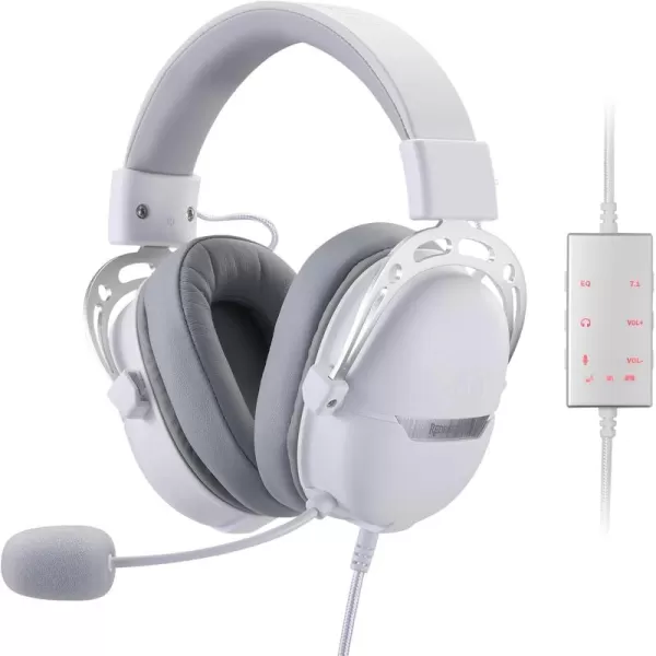 Redragon H376 Aurora Wired Gaming Headset 71 Surround Sound OverEar Headphone w40 MM Audio Drivers Advanced EQ Mode 240g Lightweight Cozy Memory Foam Pads USB Powered for PCPS4NS  PinkWhite