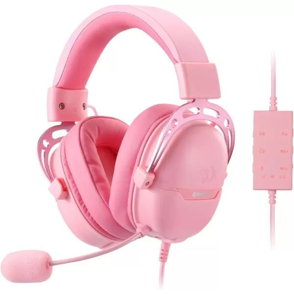 Redragon H376 Aurora Wired Gaming Headset 71 Surround Sound OverEar Headphone w40 MM Audio Drivers Advanced EQ Mode 240g Lightweight Cozy Memory Foam Pads USB Powered for PCPS4NS  PinkPink