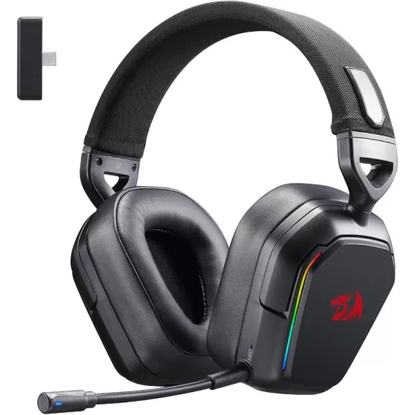 Redragon H868 3Mode Wireless RGB Gaming Headset 71 Surround Sound 40 mm Drivers Leather Foam Ear Pads Noisecanceling Microphone OverEar Headphones Works for Mobile PCPS5XBOXNS