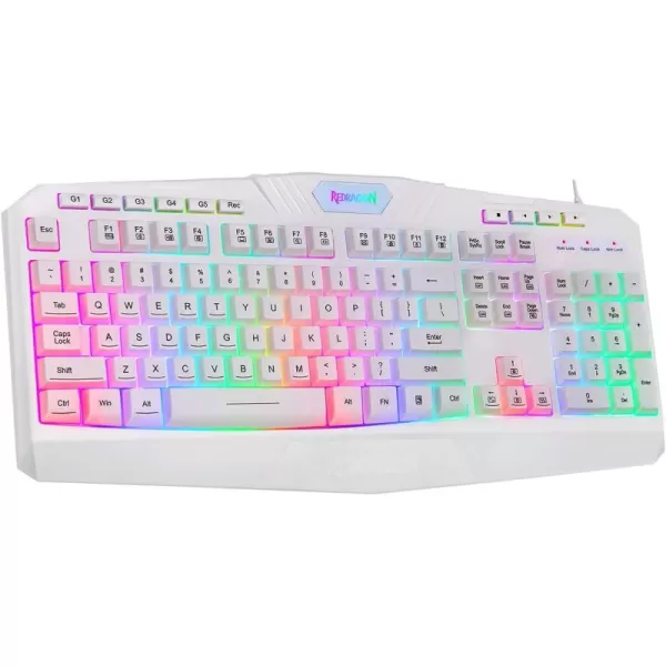 Redragon K503 PC Gaming Keyboard RGB LED Backlit with Macro Recording Wired Multimedia Keys Silent USB Keyboard with Wrist Rest for Windows PC Games White