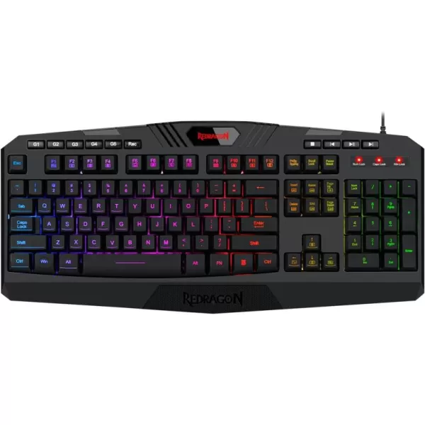 Redragon K503 PC Gaming Keyboard Wired Multimedia Keys Silent USB Keyboard with Wrist Rest for Windows PC Games RGB LED Backlit with Marco Recording