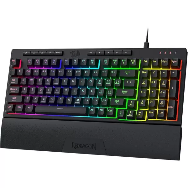 Redragon K515 Shiva RGB Membrane Gaming Keyboard 98 Keys MechanicalFeel Keyboard wSmooth Linear Switch OnBoard Macro ampamp Dedicated Multimedia Keys Detachable Wrist Rest Software SupportedK515